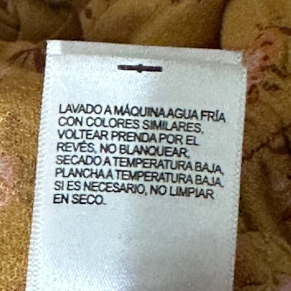 Lucky Brand size M gold ditsy floral patterned faux wrap 3/4 sleeve Boho top - Picture 8 of 9